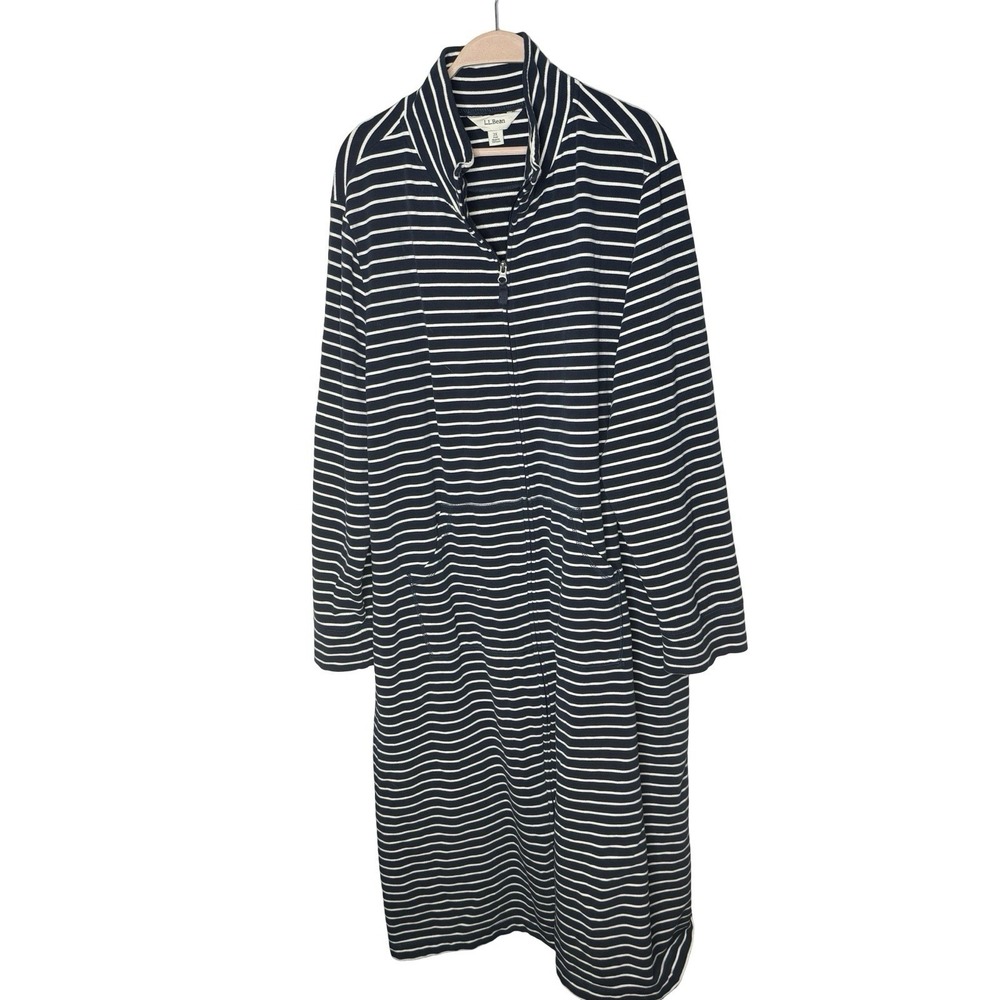 Striped Navy and White Long Sleeve Sleep Robe
